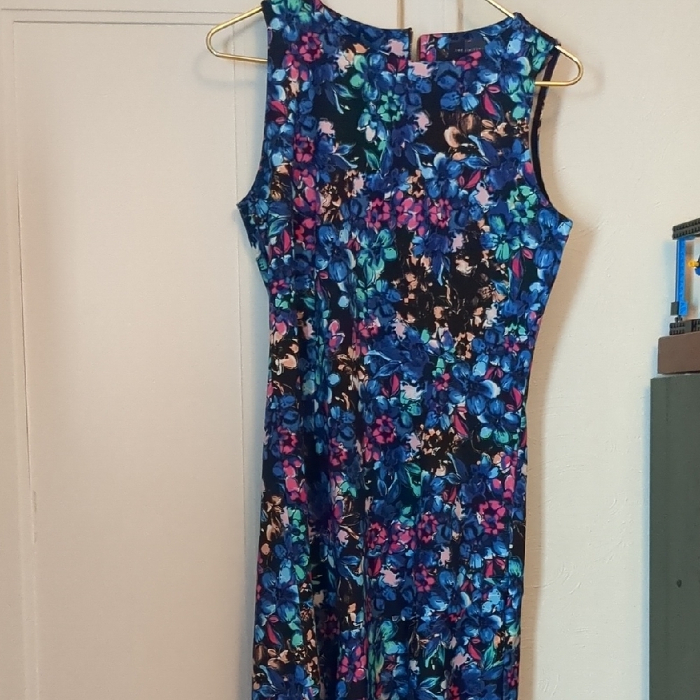 Floral Sleeveless Dress - Blue and Pink